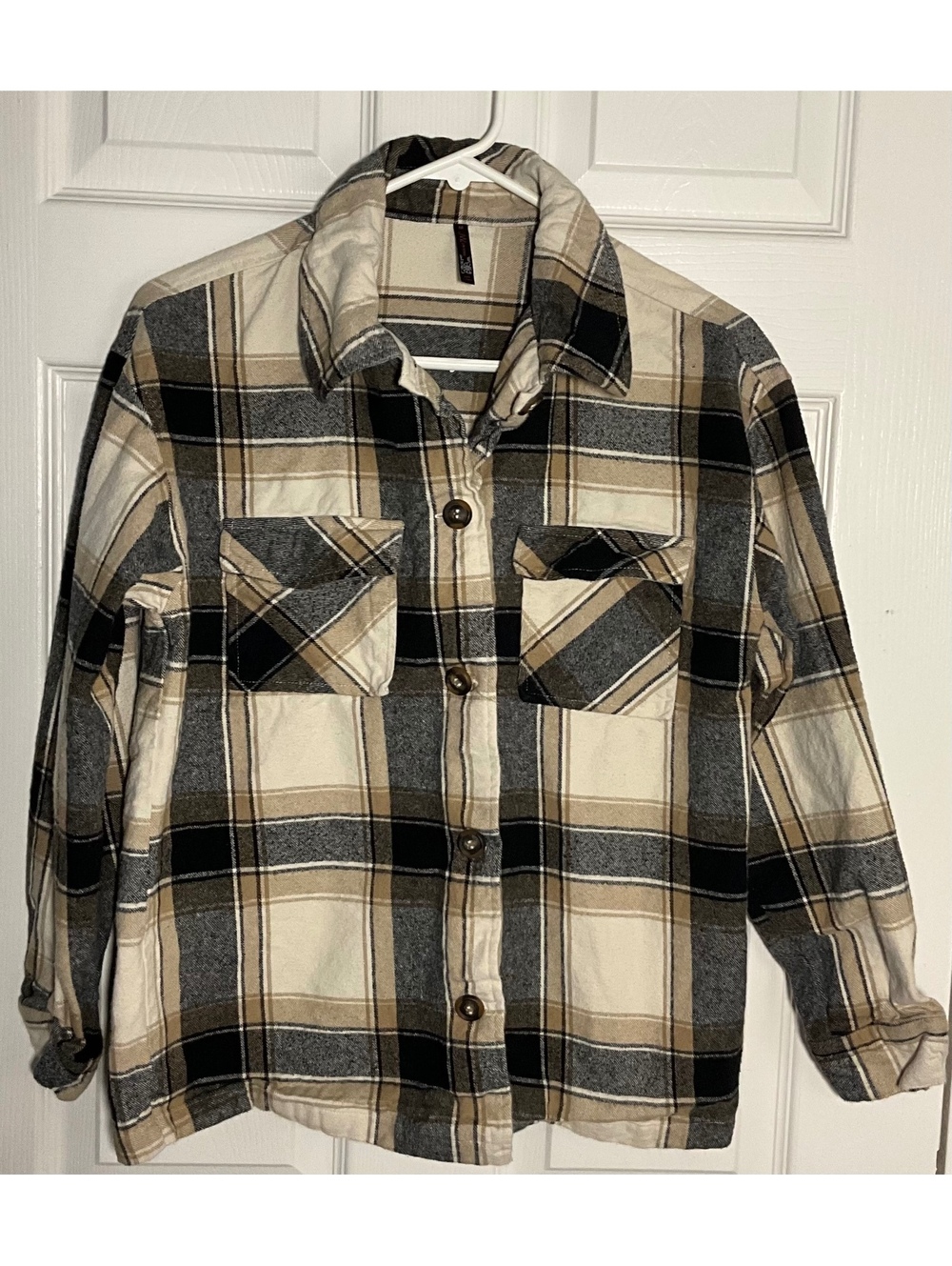J.M. Luv Style Medium Plaid Button-Up Shirt Jacket